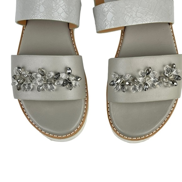 ANTHROPOLOGIE SANCHITA CRACKLE LEATHER BEADED FLORAL SLINGBACK PLATFORM SANDAL - Picture 8 of 13